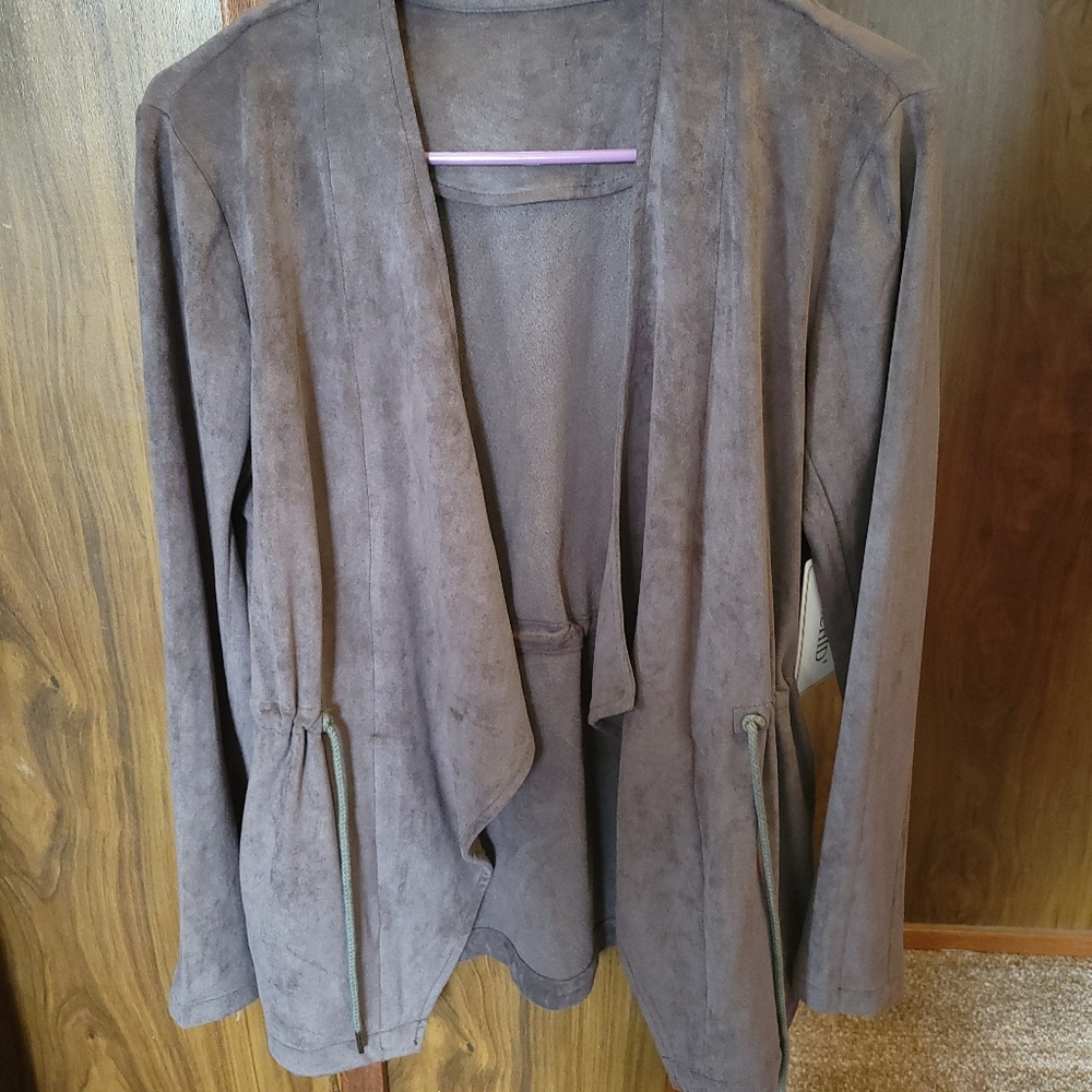 Suede Charcoal Grey Cardigan